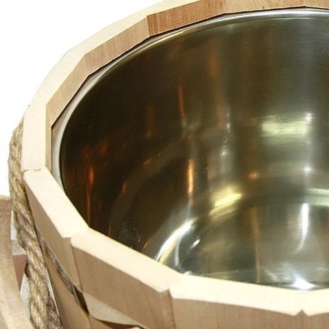 Запарник из ольхи с крышкой, со вставкой из нержавейки - 4