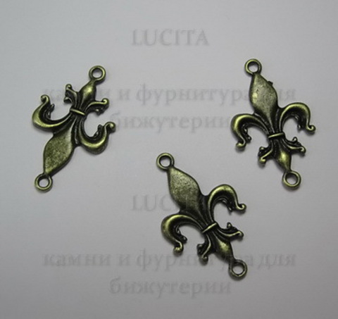 Коннектор "Fleur de Lys" (1-1) 32х19 мм (цвет - античная бронза) ()
