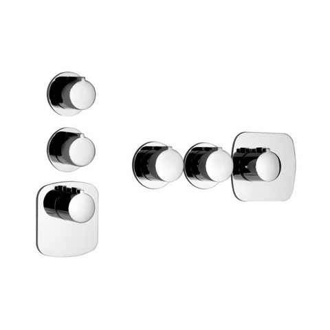 Gessi Tondo 43234#031 Встраиваемый термостат для душа, с 2мя независимыми выходами, верт/гориз установка, (внешние части), цвет: хром