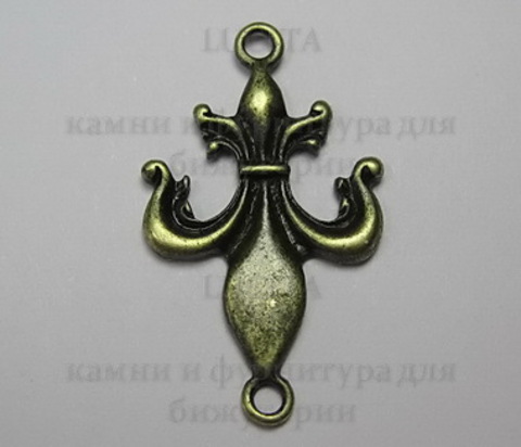 Коннектор "Fleur de Lys" (1-1) 32х19 мм (цвет - античная бронза) ()