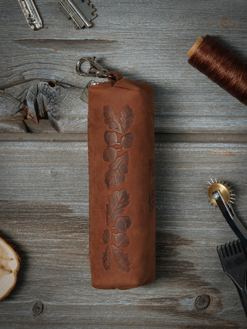 Ключница-Футляр из натуральной кожи «Крейзи» цвета молочного шоколада