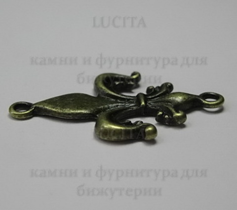 Коннектор "Fleur de Lys" (1-1) 32х19 мм (цвет - античная бронза) ()