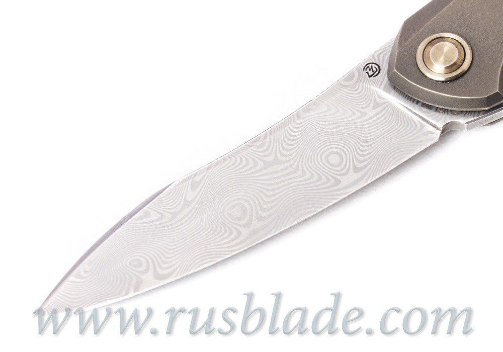 Cheburkov Russkiy Damascus folding knife Bronze - фотография 
