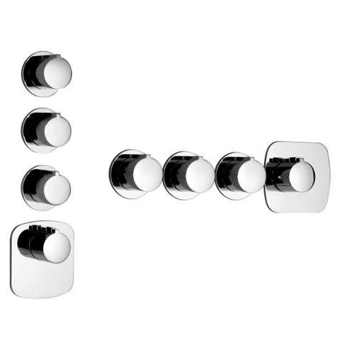 Gessi Tondo 43236#031 Встраиваемый термостат для душа, с 3мя независимыми выходами, верт/гориз установка, (внешние части), цвет: хром