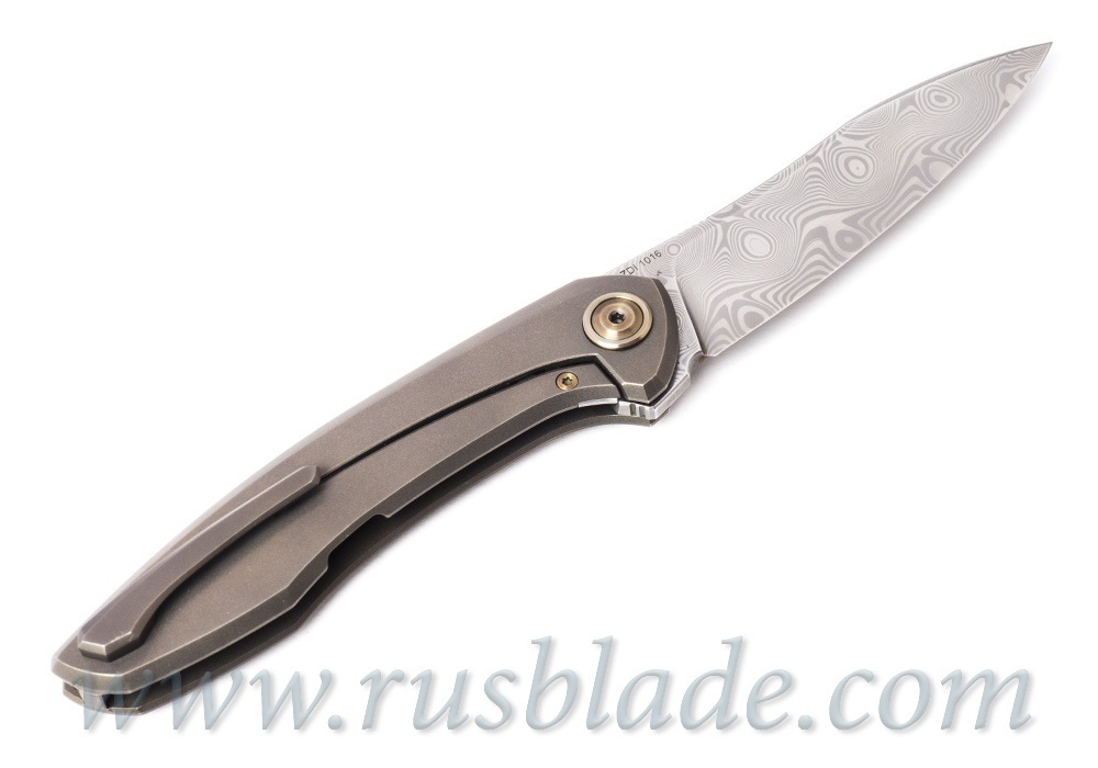 Cheburkov Russkiy Damascus folding knife Bronze - фотография 
