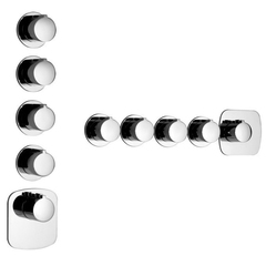 Gessi Tondo 43238#031 Встраиваемый термостат для душа, с 4мя независимыми выходами, верт/гориз установка, (внешние части), цвет: хром фото