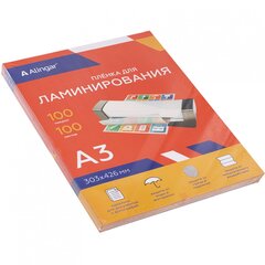 Пленка для ламинирования А3 303х426мм, Alingar, 100 мкм, 100л.