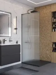 BelBagno UNO-L-1-TB-90-FL-GM Душевая перегородка универсальная с односторонним входом, стекло рифлёное, профиль Оружейная сталь, 900x2000 мм фото