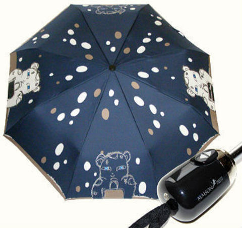 Купить онлайн Зонт складной Maison Perletti 16219-blu Bear design в магазине Зонтофф.