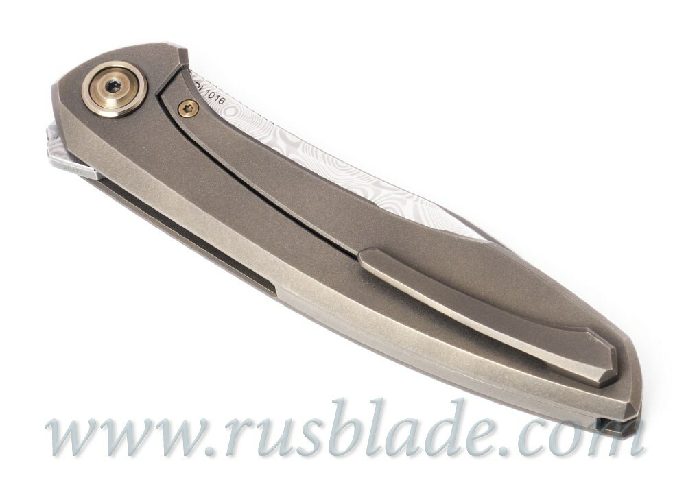 Cheburkov Russkiy Damascus folding knife Bronze - фотография 