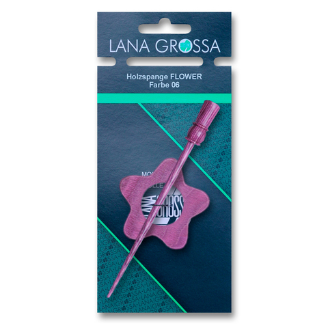 Заколка Lana Grossa для вязаного полотна, деревянная, цветок, цвет 06 - неравномерный сиреневый