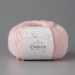 Classy, пряжа с люрексом и пайетками, шелк-5%, мериносовая шерсть-20%, нейлон-30%, норка-45%, 50 гр, 240 м, нежно-розовый