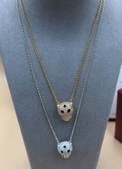 Колье цепочка с подвеской голова ПАНТЕРЫ коллекция PANTHERE в обсыпке rose/white VGOLD