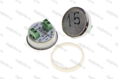 Кнопка (кнопочный модуль) BBP-R331-CMPLT-S-W "15 этаж", круглая, статическая белая подсветка, Брайль.