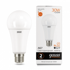Лампа Gauss LED Elementary A67 30W E27 2320lm 3000K 73219