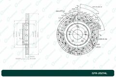 Диск тормозной перфорированный вентилируемый G-brake GFR-20274L левый