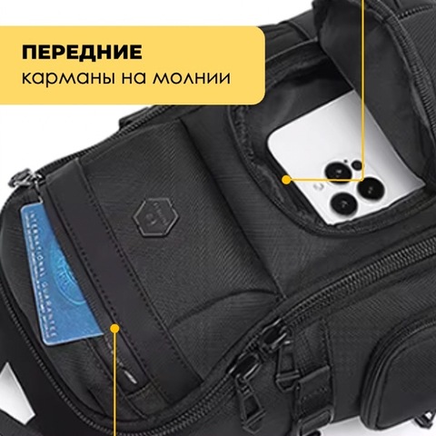 Картинка рюкзак однолямочный Ozuko 9808 Black - 3