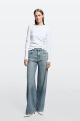 Massimo Dutti Джинсы с высокой талией и широкими штанинами, темно-синий