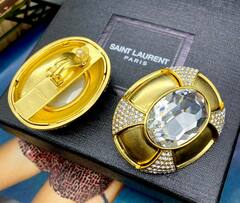 Крупные СЕРЬГИ клипсы овальные из латуни YSL