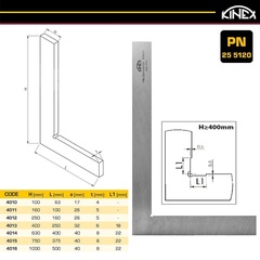 Угольник поверочный 1000х500мм (УП- плоский) PN255120 Kinex 4016