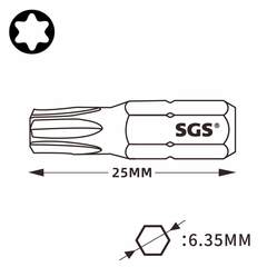 Бита T25H х25мм TORX TR (с отверстием) S2 1шт SGS 6325-TT25