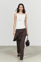 Massimo Dutti Брюки с юбкой и льняной отделкой, шоколадный