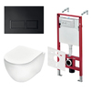 TECE K401204WCR TECEspring Base Комплект 4 в 1 инсталяция, панель смыва с прямоугольными кнопками, черн. мат., унитаз модель R