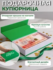 Подарочная коробка с крышкой на магните купюрница