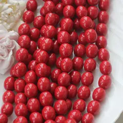 Майорка, овальная, красная 13*15 мм, 1 нить, МА127