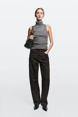 Massimo Dutti Джинсы средней посадки с зауженным кроем, коричневый
