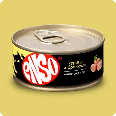 ENSO консервы для котят паштет с курицей и брокколи 100г