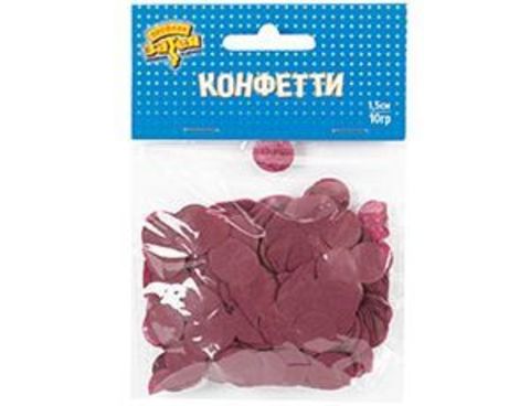 Конфетти бумажное, Тишью Круг, Бордовый, 1,5 см, 10 г