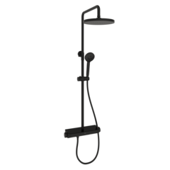 Sancos Teo SC11002MB Душевая стойка c термостатом, изливом и полкой, цвет: черный матовый фото