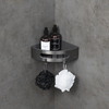 Lemark Shelf Line 9776048 Полка для душа угловая из нерж. стали с крючками, графит/вставка-пластик графит