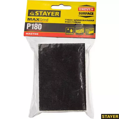STAYER Р180, 100 х 68 х 26 мм, четырехсторонняя, шлифовальная губка(3560-3)
