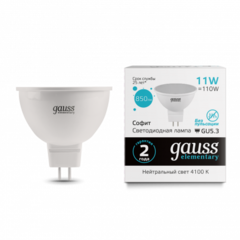 Лампа Gauss LED Elementary MR16 11W 850 lm 4100K GU5,3 13521