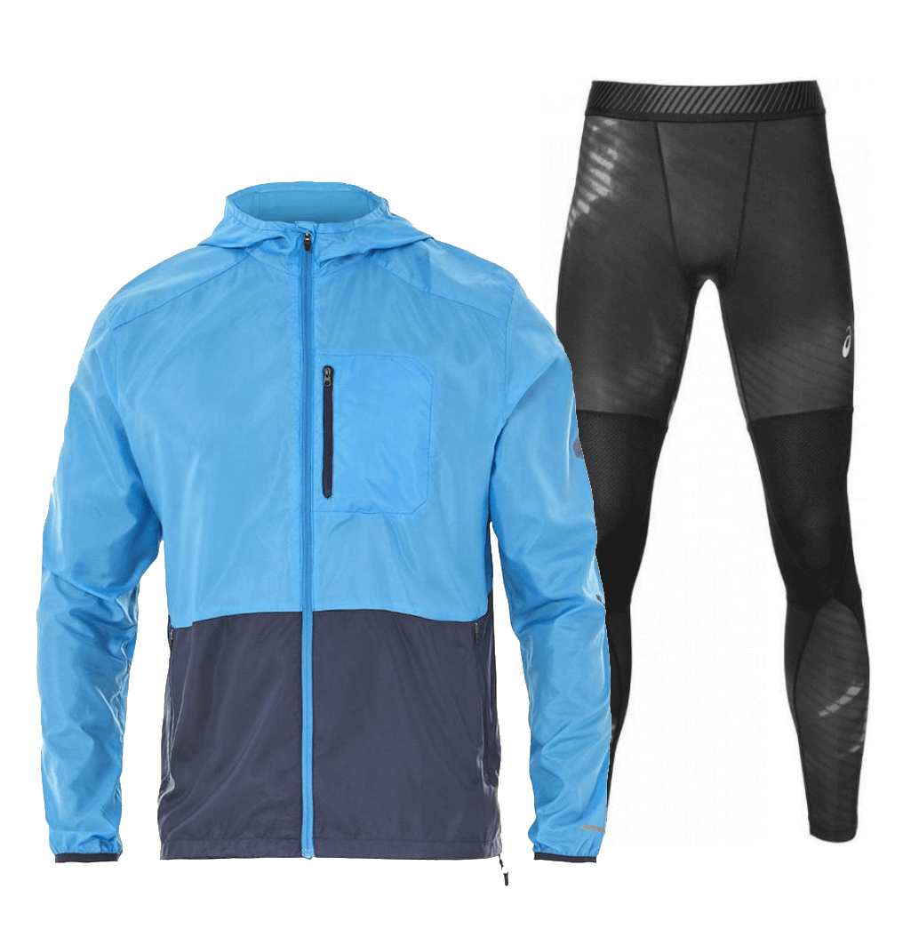 Asics Packable Base Layer Graphic костюм для бега мужской синий-черный
