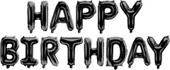 Шар К Надпись, Happy Birthday, Черный, 16