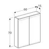 Geberit Option 500.582.00.1 Зеркальный шкаф с подсветкой, две двери, 60x70x15см