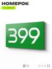 Номер на дверь 399, табличка на дверь для офиса, квартиры, кабинета, аудитории, склада, зеленая 120х70 мм, Айдентика Технолоджи