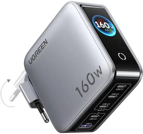 Зарядное устройство UGREEN X774 (65637B) 160W 5-Port с кабелем USB-C серебристый