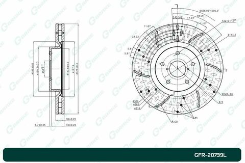 Диск тормозной перфорированный вентилируемый G-brake GFR-20739L левый