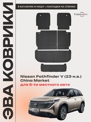 Коврики-трансформеры ЭВА в багажник с накладками на задние сидения Nissan Pathfinder V (23-н.в.) China Market для 6-ти местного авто