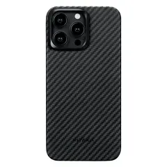 Чехол из арамидного волокна с поддержкой MagSafe PITAKA MagEZ Case 4 600D для iPhone 15 Pro, Black / Grey Twill (Cаржевое переплетение)