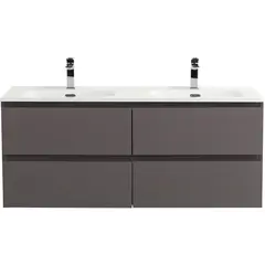 BelBagno KRAFT-1200-4C-SO-GSO База под раковину подвесная с фрезерованными ручк. по всей длине фасада с чет-мя выкатн. ящ., Темно-Серый Мат.,1200x455x500 фото