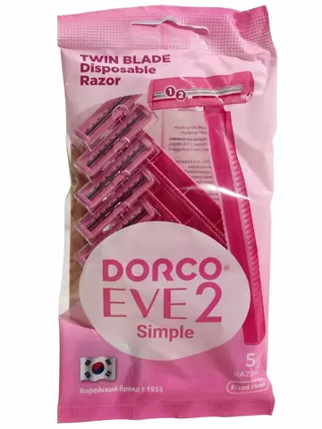 DORCO EVE 2 TG-708W однораз.станок 5шт. увл.полоска с 2 лезвиями (Ю.Корея)
