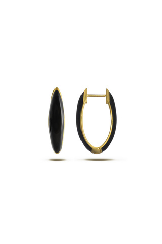 Серьги Мантис, серебро 925, позолота 18k, черная эмаль