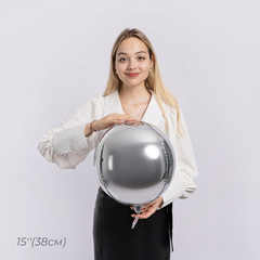 К Мини-сфера 3D, 15''/38 см, Серебро, 5 шт.