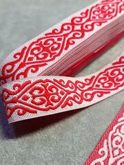 Тесьма жаккард, ш. 2,2 см, красный