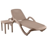 Шезлонг пластиковый Capri Rattan бежево-серый